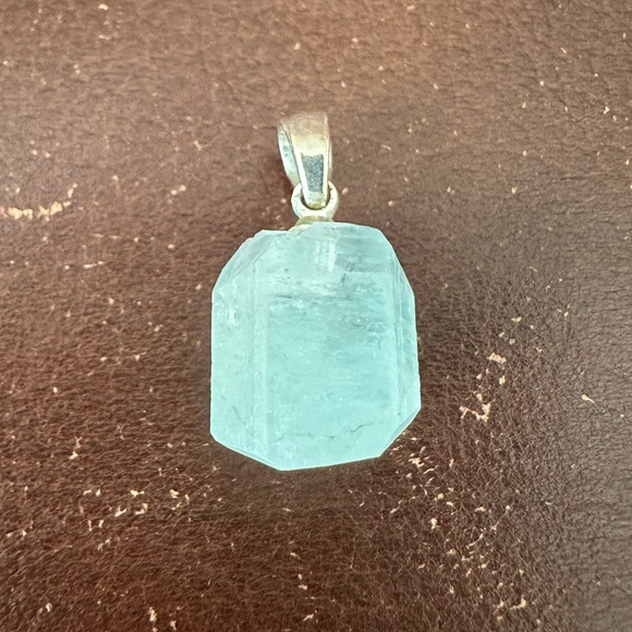 Natural Raw Aquamarine Pendant - Picture 1 of 5